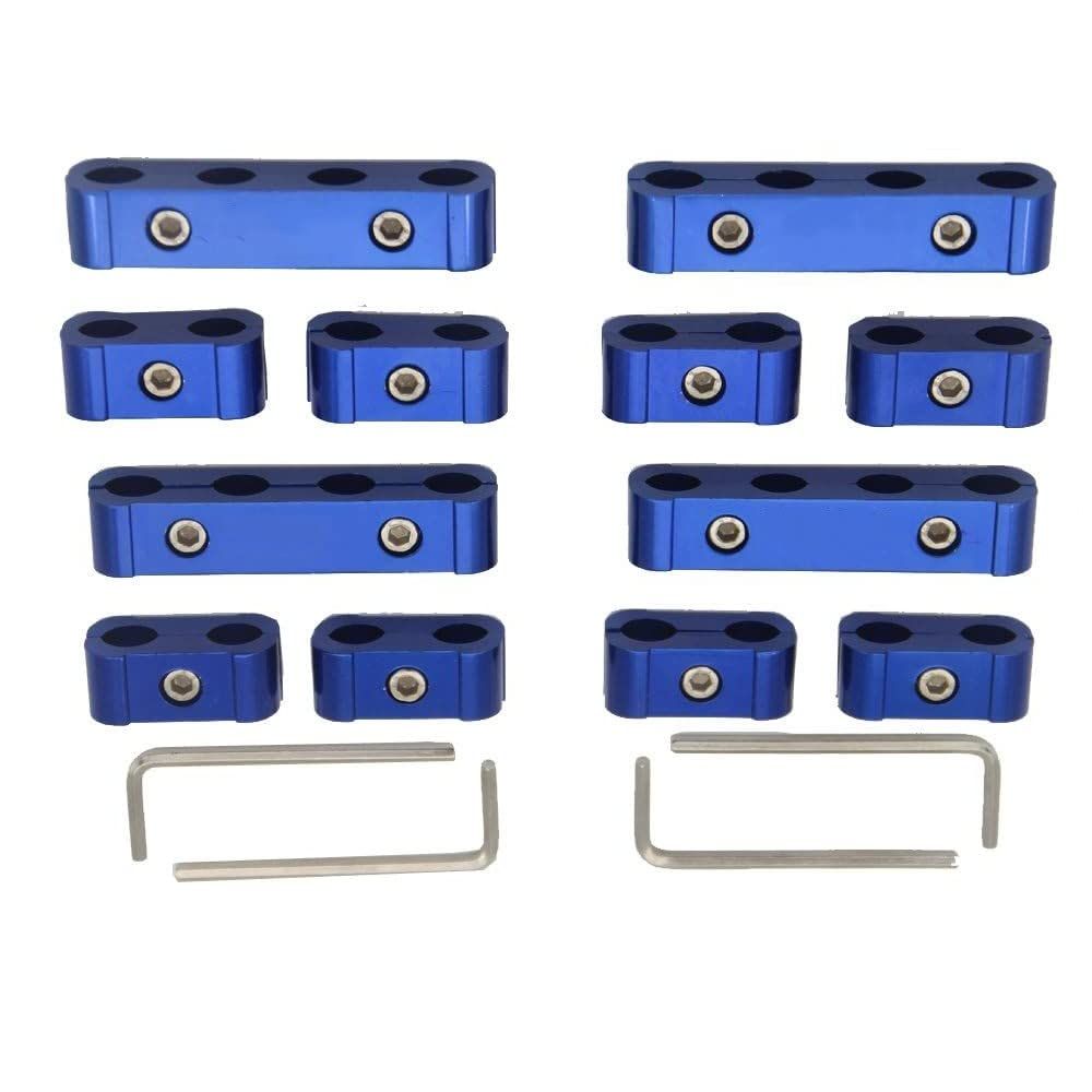 12pcs Blue Spark Plug Wire Separator Divider 8mm 9mm 10mm For Racing Car （blue）Fixed and Organized The Engine Wires-Blue Aluminium Alloy