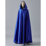 Women's Wedding Hooded Cape Bridal Cloak Poncho Full Length （170）blue  Satin Hooded Cape Unisex Halloween Cloak for Devil Witch Wizard Halloween Christmas Cosplay