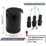 Universal 3-Port Oil Catch Can Reservoir Tank Black Car Oil Catch Can Kit Reservoir Tank, Compact Baffled