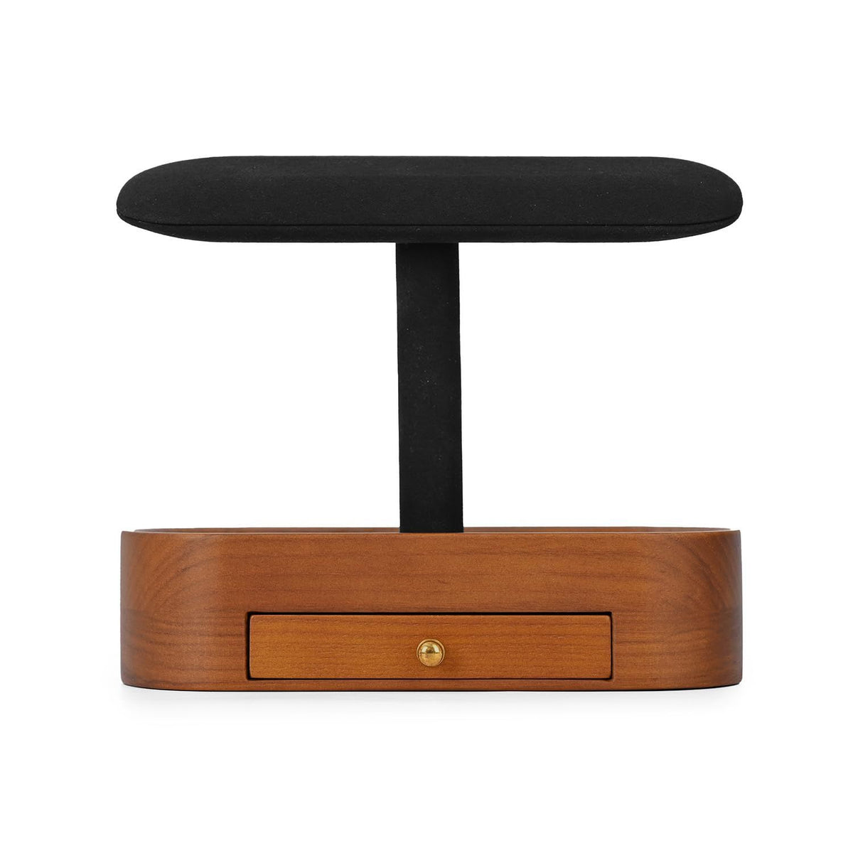 Solid Wood Watch Stand with Drawer T-bar Watch Holder Organizer for Men and Women Showcase Bracelet Bangle Jewelry Display Stand Rings Earrings Necklace Storage(Black)