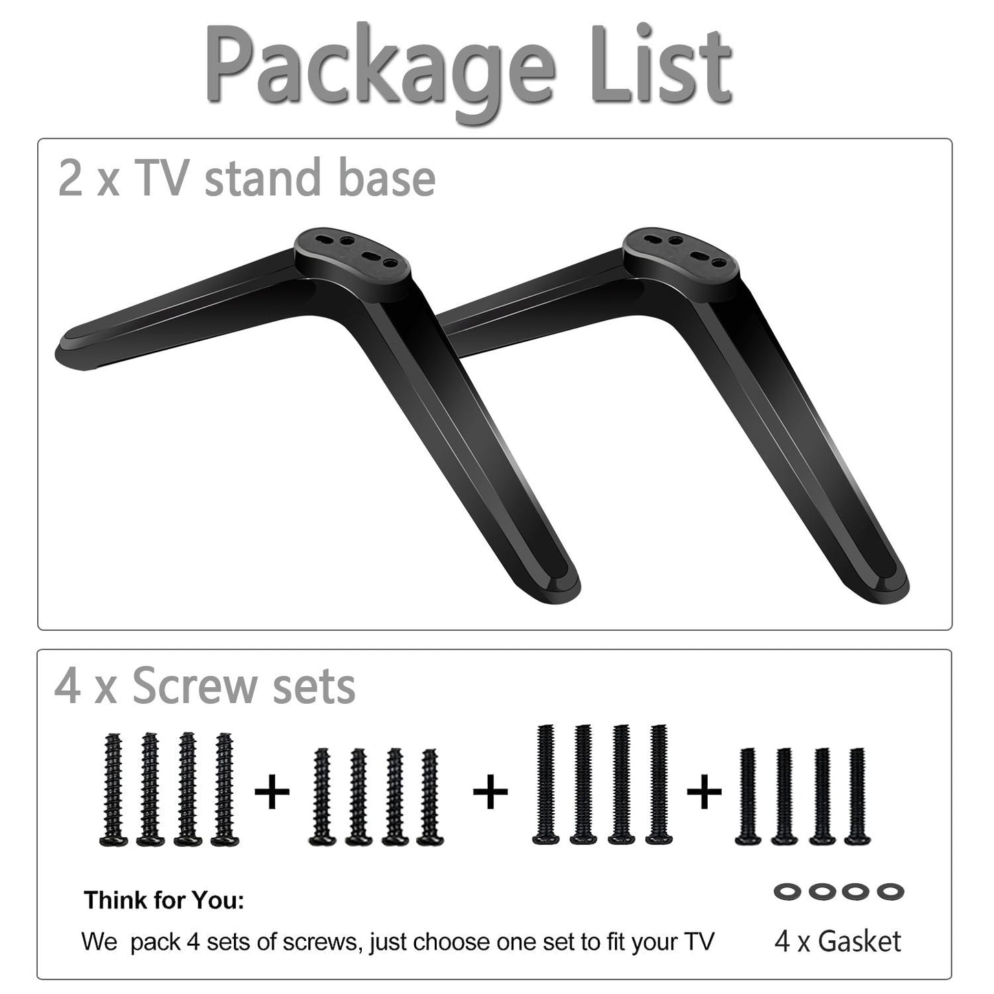 TV Stand Legs for Smart Tv  with Screws, Please Check TV Models Before Purchase TV Stand Legs Replacement, Easy Installation