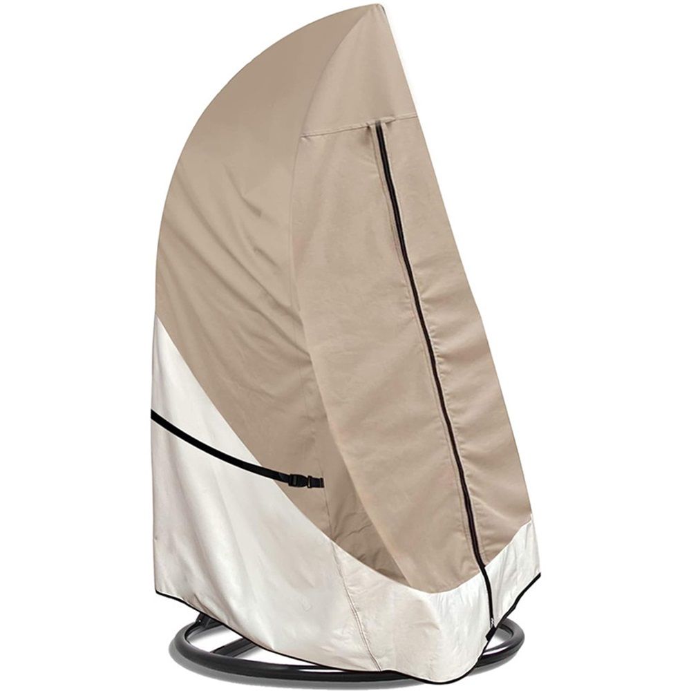 Patio Hanging Egg Chair Cover - 420D Waterproof Outdoor Single Seat Wicker Swing Egg Chair  Stand Protector, Light Tan & Khaki