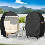 Outdoor Egg Chair Cover,Double Egg Chair Cover for 2 Person Egg Loveseat Chair (Black,Fits 35.4" D x 57.1" W x 56.3" H Egg Chair)（145*90*143cm）
