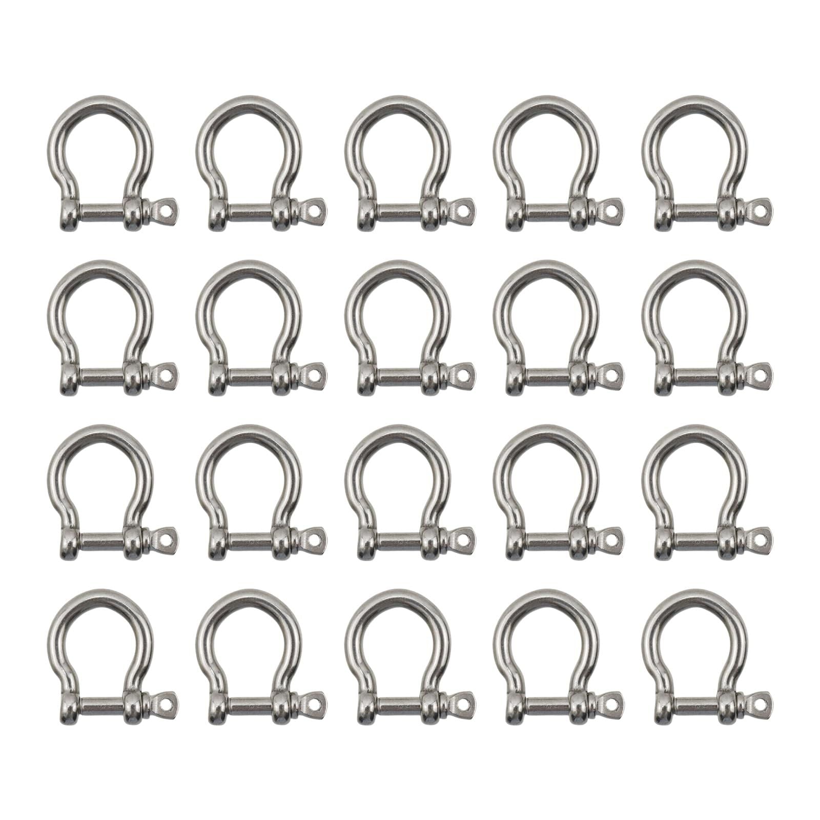20Pcs M4 D Ring Shackle 304 Stainless Steel Screw Shackle Heavy Duty Screw Pin Shackle -Dia. : 0.16"/4mm