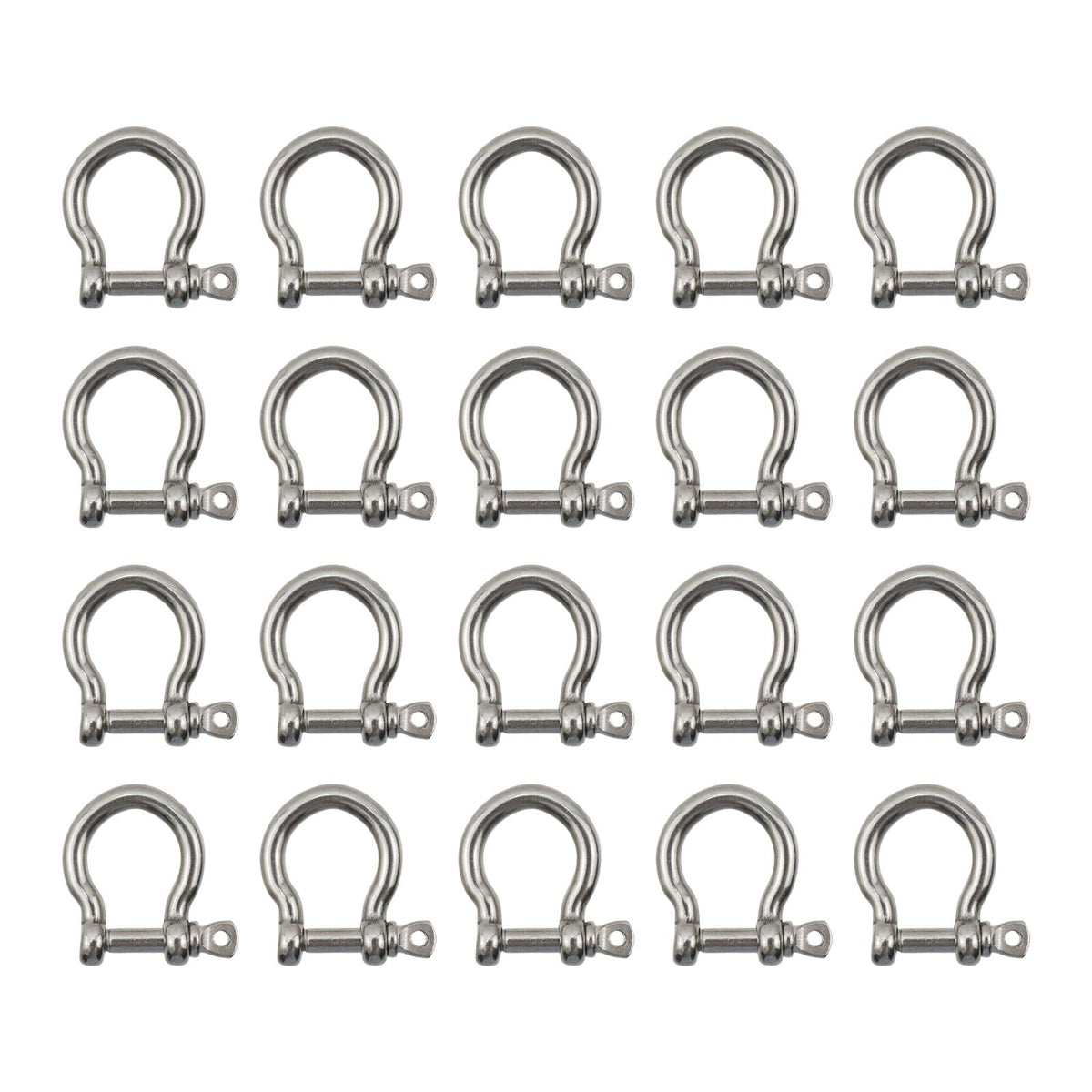 20Pcs M4 D Ring Shackle 304 Stainless Steel Screw Shackle Heavy Duty Screw Pin Shackle -Dia. : 0.16"/4mm