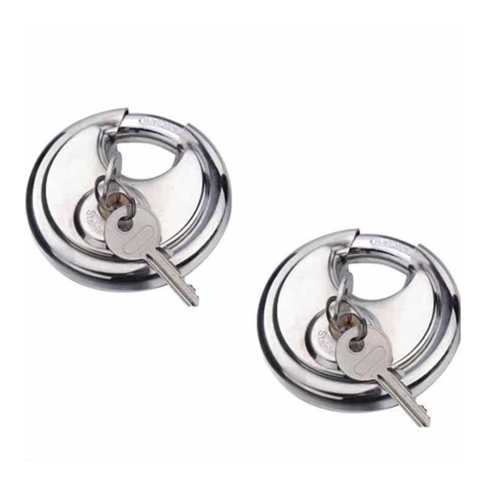 70mm Keyed Alike Heavy Duty Shielded Discus Padlock – 3 Pack- Chrome Plated Security Lock for Storage Shed, Garage, Lockers, Toolboxes, Construction Site Storage and More