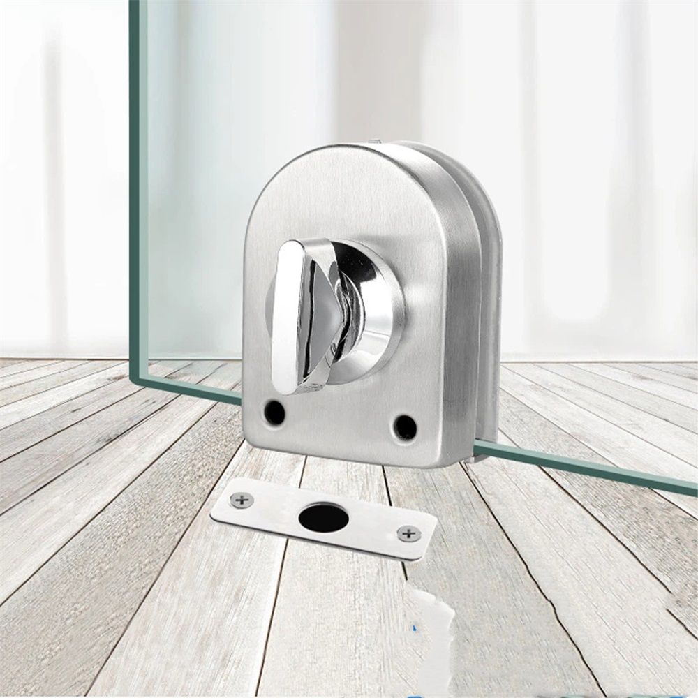 Fits on  Glass door lock Stainless Steel Glass Door Lock Floor Latch Lock Bolt Ground Lock for Bathroom Toilet Shop Glass Doors