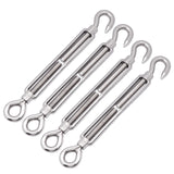 4pcs Shade Sail Hardware, 304 Stainless Steel Turnbuckle Heavy Duty M10 Turnbuckle Hook and Eye Tent Rope Tensioner Adjustable Eye Hook Sun Shade Turnbuckle for Cables Wire