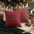 Pack of 2 Christmas Plaid Decorative Throw Pillow Covers Scottish Tartan Cushion Case for Farmhouse Home Holiday Decor Red, 18 x 18 Inches