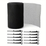 2-Pack Plastic Gutter Guard Mesh Roll 6” x 20Ft Rain Gutter Leaf Guard-Stop Clogged Gutters-with in total 20 Clip Fixed Hooks.DIY Gutter Protection.