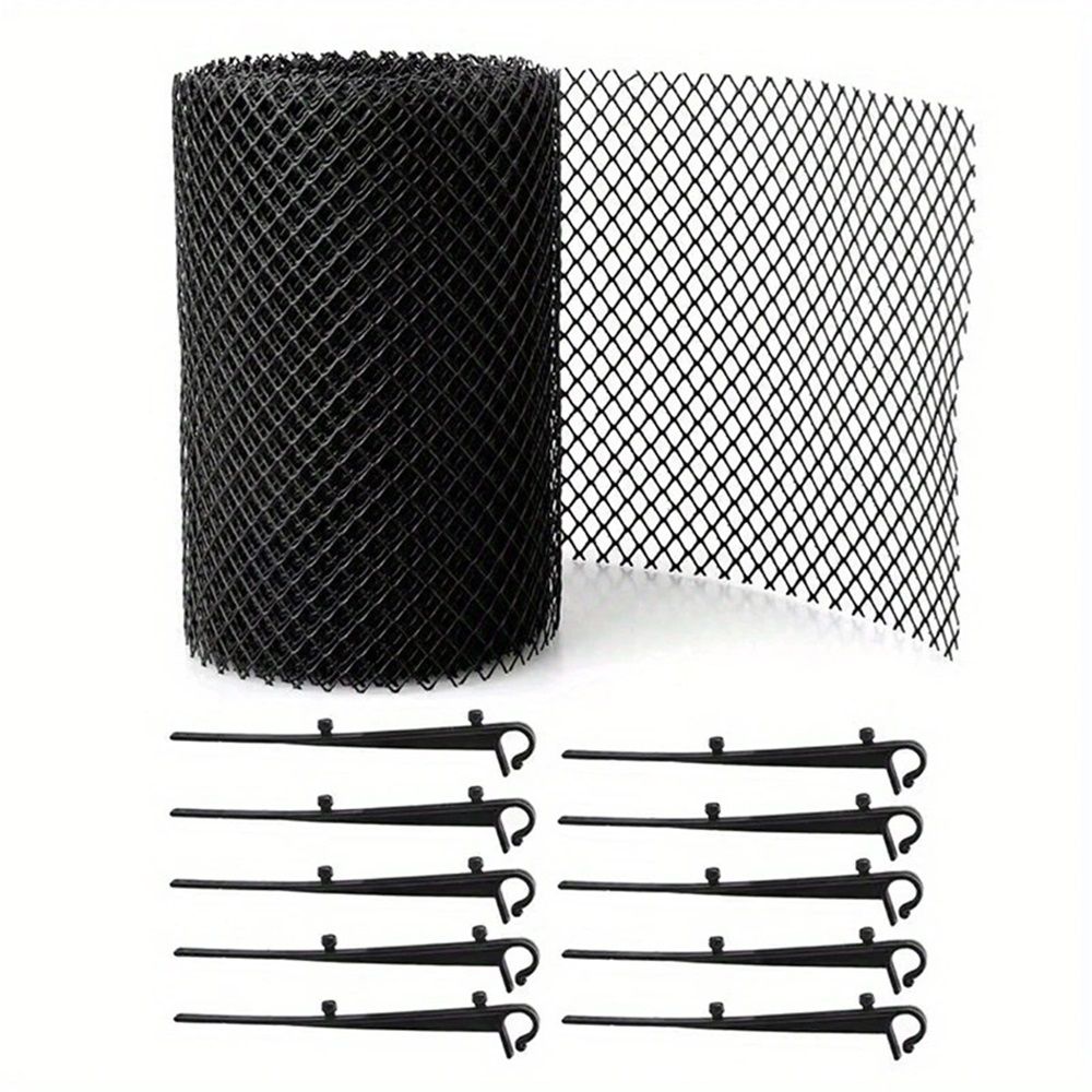 2-Pack Plastic Gutter Guard Mesh Roll 6” x 20Ft Rain Gutter Leaf Guard-Stop Clogged Gutters-with in total 20 Clip Fixed Hooks.DIY Gutter Protection.