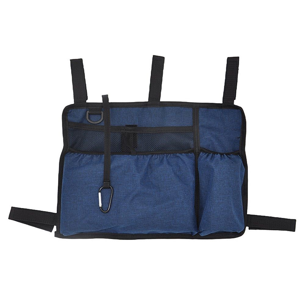 Bag Basket with Cup Holder Suit for Adult Folding Walkers Rollator Organizer Carry Storage Pouch Water-Resistant Armrest Accessories for Seniors, Elderly, Handicap, Blue