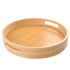 12 inch Round Serving Wooden Tray with Handles, Bamboo Decorative Tray Serving for Serving Beverages & Food on Bar Living Room Home Dining Table.