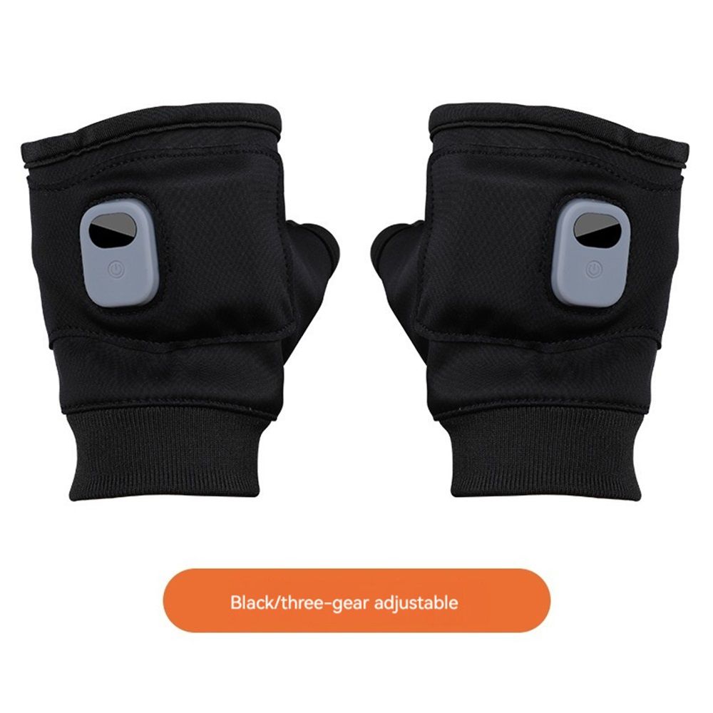 Portable Heating Gloves ElectricFingerless Heating Writing Gloves for Students,Hand Warmer for Indoor and Outdoor（black a pair of）