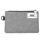 Money bag with lock, men's and women's lock accessory bag, bank bag, cash bag with lock, and zipper credit card and valuable item storage bag with lock (gray)