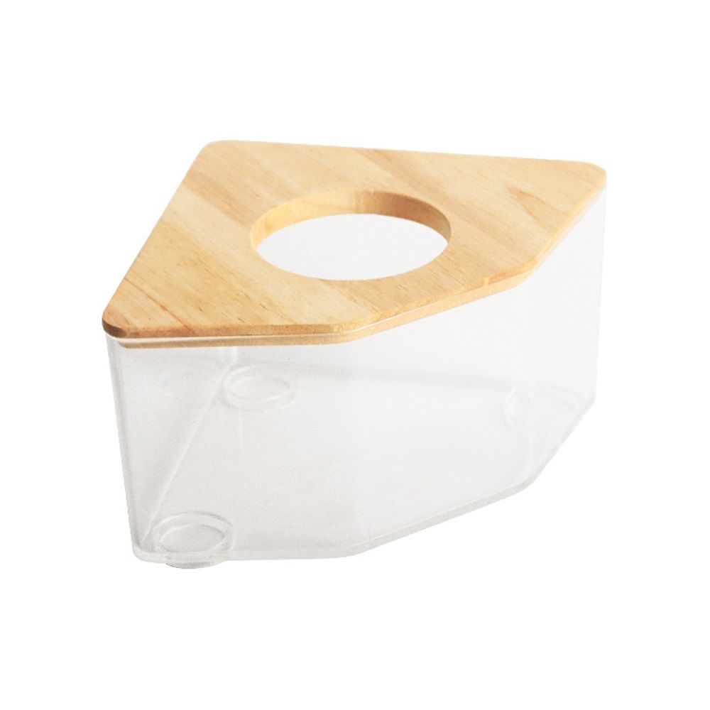 Large transparent small animal sand bath container and hamster accessories with natural wooden lid, suitable for hamsters, mice, and lemurs.