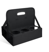 Portable 6-Cup Drink Carrier with Handle -, 6 Cup Foldable Portable Drink Carrier, Reusable Cup Holder Carry Coffee, Wine, Cocktails, Hot and Cold Beverages for Delivery and Take Out (Black)