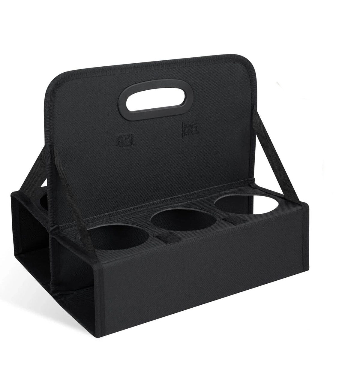 Portable 6-Cup Drink Carrier with Handle -, 6 Cup Foldable Portable Drink Carrier, Reusable Cup Holder Carry Coffee, Wine, Cocktails, Hot and Cold Beverages for Delivery and Take Out (Black)