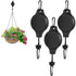 4 PCS Heavy Duty Retractable Plant Hanger,Plant Pulleys for Hanging Plants,Easy to Raise & Lower,Auto Lock,Adjustable Hook for Garden Baskets Pots,Birds Feeder (Black)