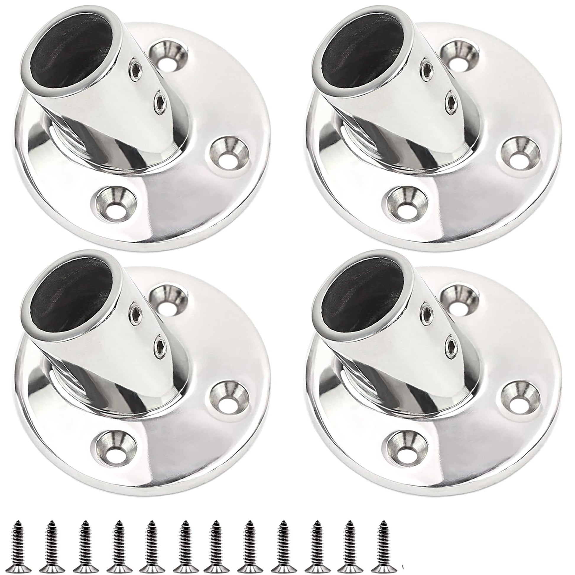 4 pack Boat Hand Rail Fitting Heavy Duty 316 Marine Round Base with Screws, Hand Rail Fitting Rail Tube Stanchion Base Column Accessories