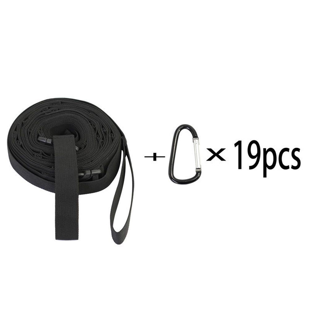 Campsite Storage Strap Tent Camping Tree Hanging Organizer with 19 Carabiner Hooks, Camping Set Travel & Outdoor Camping Gear