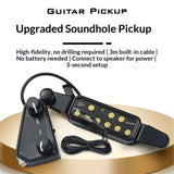 12 Soundhole Acoustic Guitar Pickup Electric Transducer Magnetic Preamplifier with Capo & 10 FT Audio Cable