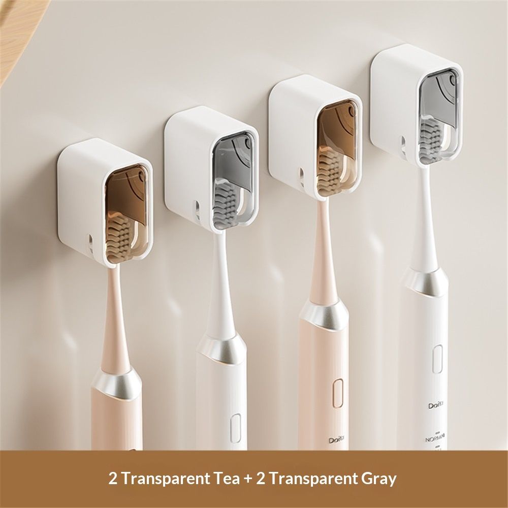 Toothbrush Holders for Bathroom【Innovation Single Slot Design】 4PCS Toothbrush Holder Wall Mounted with Cover for Shower, Single Toothbrush Dispenser Storage Organizer for Family & Travel