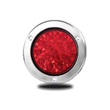 2pc 4" Inch Round 16 LED Trailer Tail Lights  [Stainless Steel Chrome Bezel & Connector Plug] Stop Brake Lights Compatible with Jeep TJ Semi Truck RV Flatbed Camper