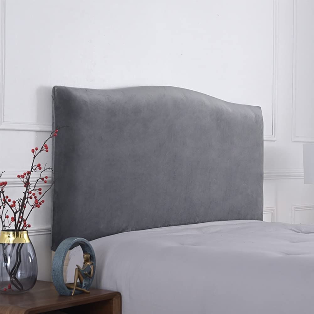Velvet Bed Headboard Cover for Queen King Full Size, Stretch Headboard Slipcover Soft Dustproof Protector Cover Bed Head Cover for Bedroom (Grey,210-240cm(83-94in))