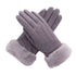 Women Winter Warm Touch Screen Soft Windproof Lined Thick Gloves for Snow Skiing in Clod Weather grey