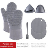 7PCS Oven Mitts and Pot Holders Sets - 480°F Heat Resistant Pot Holders and Oven Mitts, Extra Long Silicone Oven Mitts for Cooking, Non-Slip Oven Mitt with Soft Cotton Lining