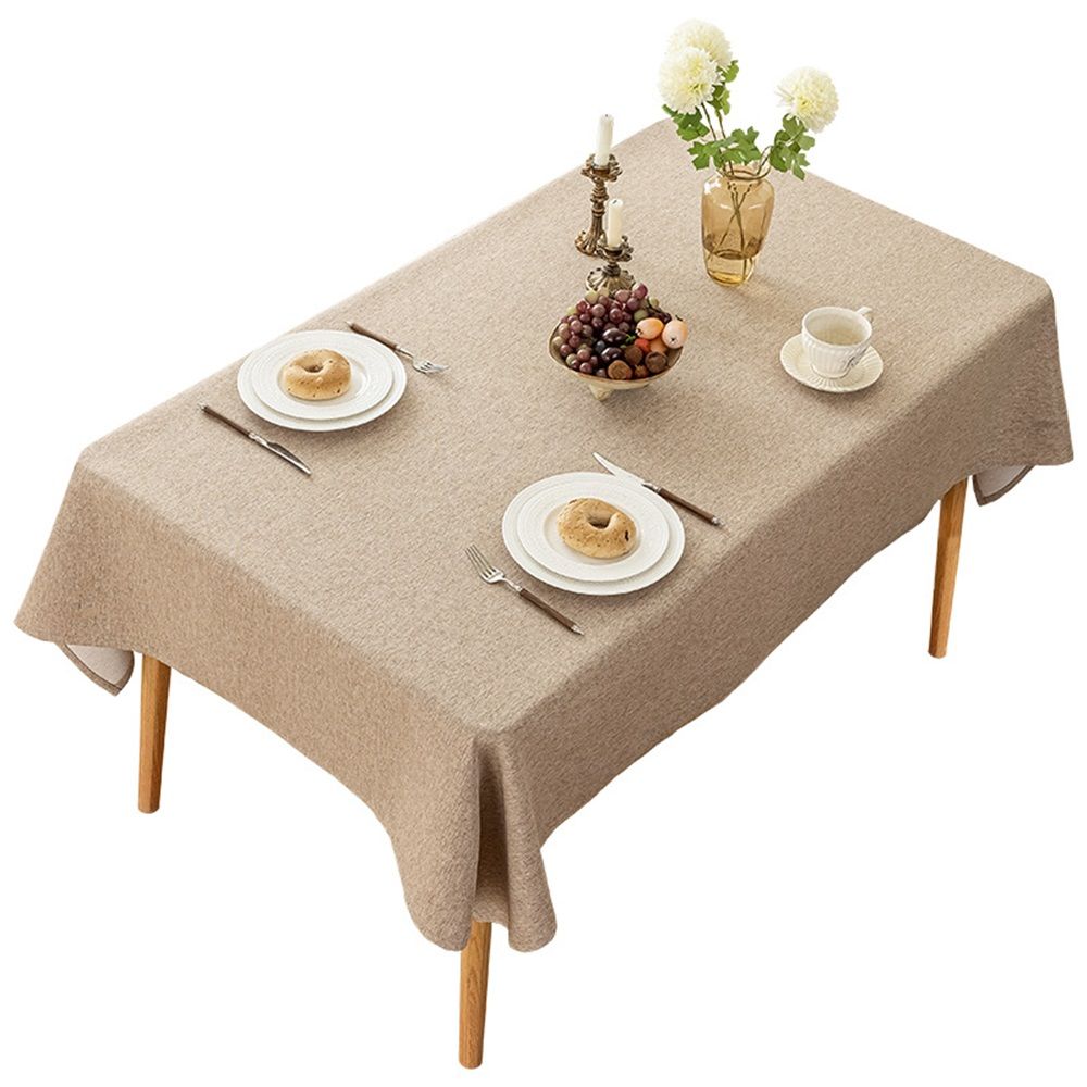 Rectangle Tablecloth Washable Wrinkle Resistant and Water Proof Table Cloth Decorative Linen Fabric Tablecloths for Dining Parties Kitchen Wedding and Outdoor Use (khaki, 55x87 in)