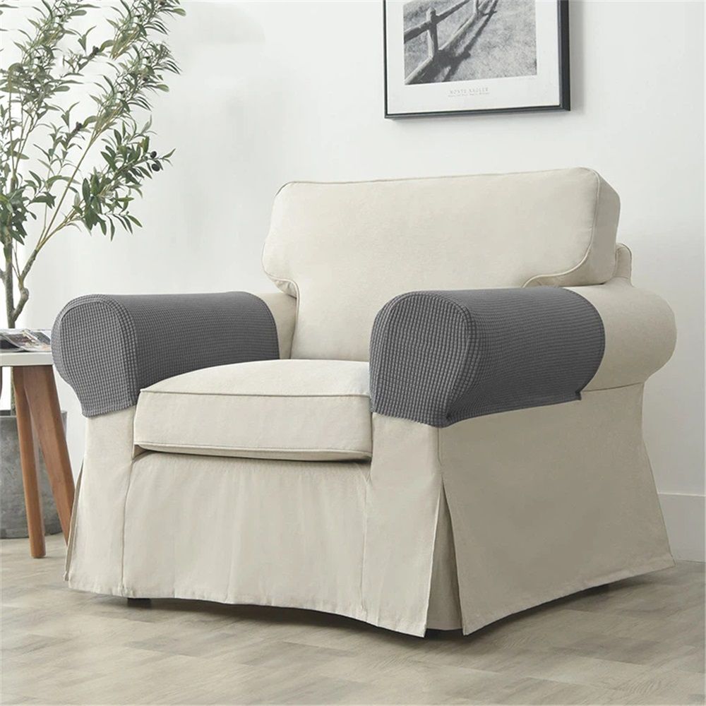 Machine washable household sofa armrests, chair covers, elastic sofa armrests covers (2-piece set of armrests, dark gray)
