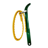 Strap Wrench 12 Inches, Water Filter Wrench Steel Handle Adjustable Strap Wrench for Replacing Water Filter, Pipe Joints, Oil Filter, Swimming Pool Connection (Green Handle, Yellow Strap)