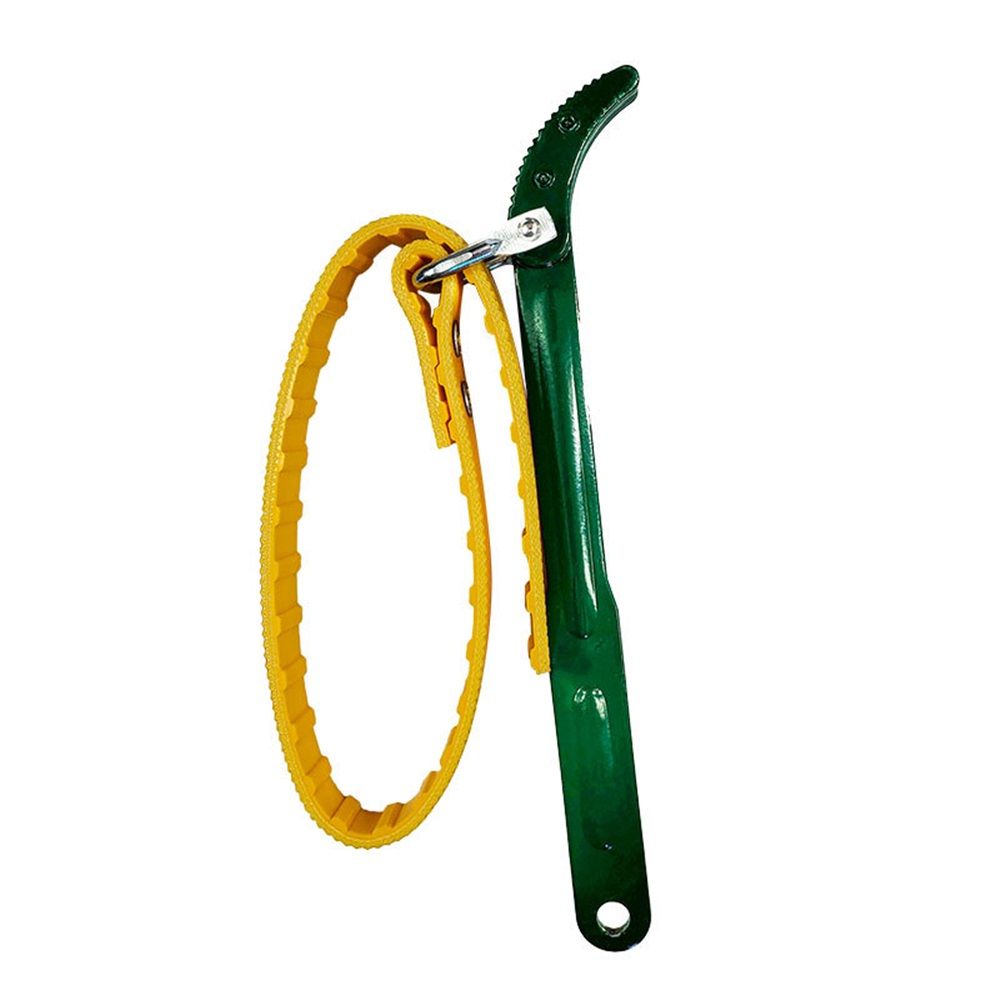 Strap Wrench 12 Inches, Water Filter Wrench Steel Handle Adjustable Strap Wrench for Replacing Water Filter, Pipe Joints, Oil Filter, Swimming Pool Connection (Green Handle, Yellow Strap)