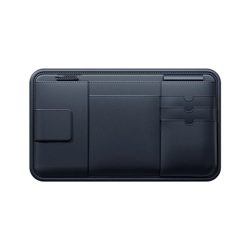 Car Visor Organizer, Premium Leather Sunglasses & Card Holder for Cars, Registration/Insurance Slot, Credit Card Pockets, Automotive Interior Organizer for Car Sun Visor (Black Leather)