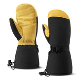 Waterproof and Windproof Genuine Deerskin Leather Ski Gloves with  3M Thinsulate Insulation (Yellow  Waterproof)