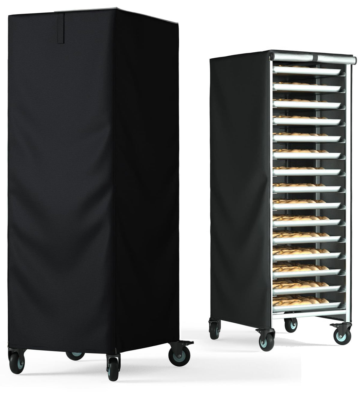Bread Rack Cover, Pan Rack Cover, Bread rack dust cover with zipper, high density waterproof oxford cloth material (black 420D,59*72*163cm )