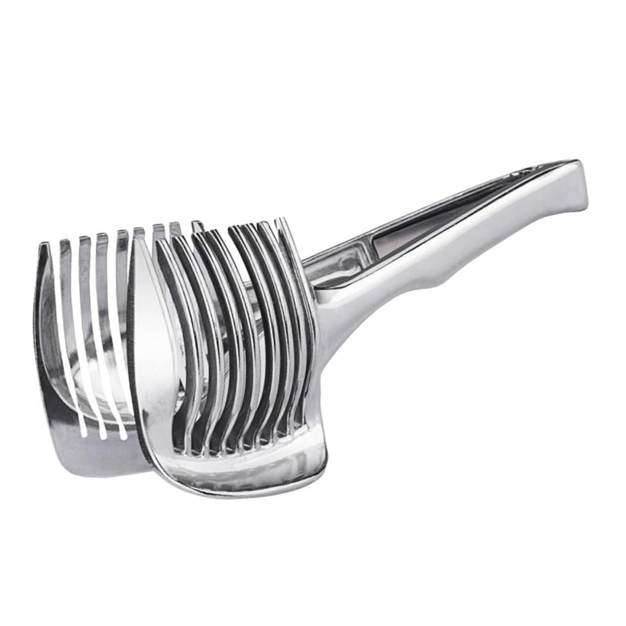 Tomato Lemon Slicer Holder Round Fruits Onion Shreader Cutter Guide Tongs with Handle Kitchen Cutting Potato Lime Food Stand Aluminum alloy