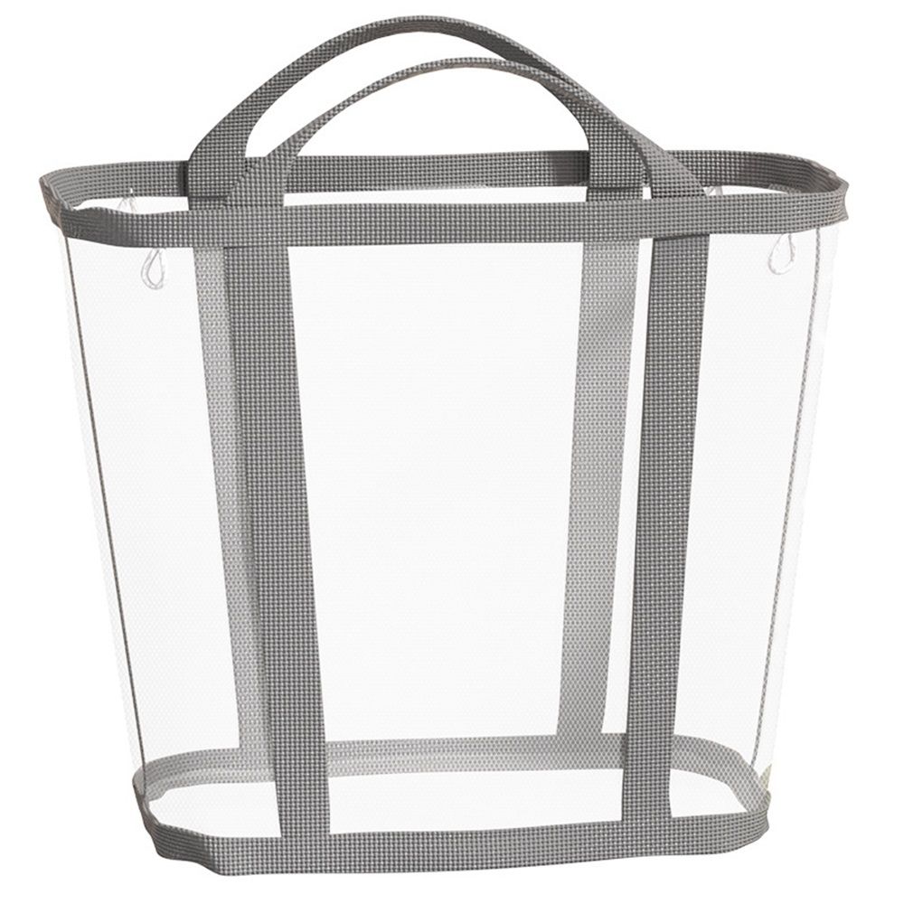 Mesh Bag with Handles, Collapsible Laundry Basket, Foldable Laundry Bag, Breathable Folding Beach Bag,Space-saving Travel Tote Bags (1, Grey)