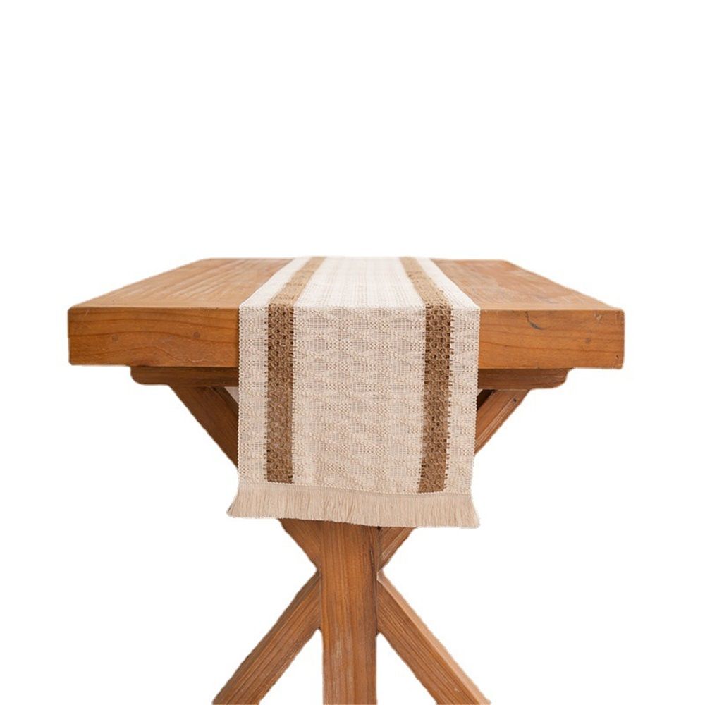 Boho  Table Runner, Farmhouse Style Cotton Linen Rustic Woven Table Runner with Tassels for Dining, Wedding, Bridal Shower, Bohemian (30*140cm )
