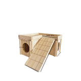 Wooden Hamster Hideout Hamster Wood House with Ladder Hides Platform Decor Detachable Small Animals Cage Accessories for Rat Gerbils and Other Small Pets
