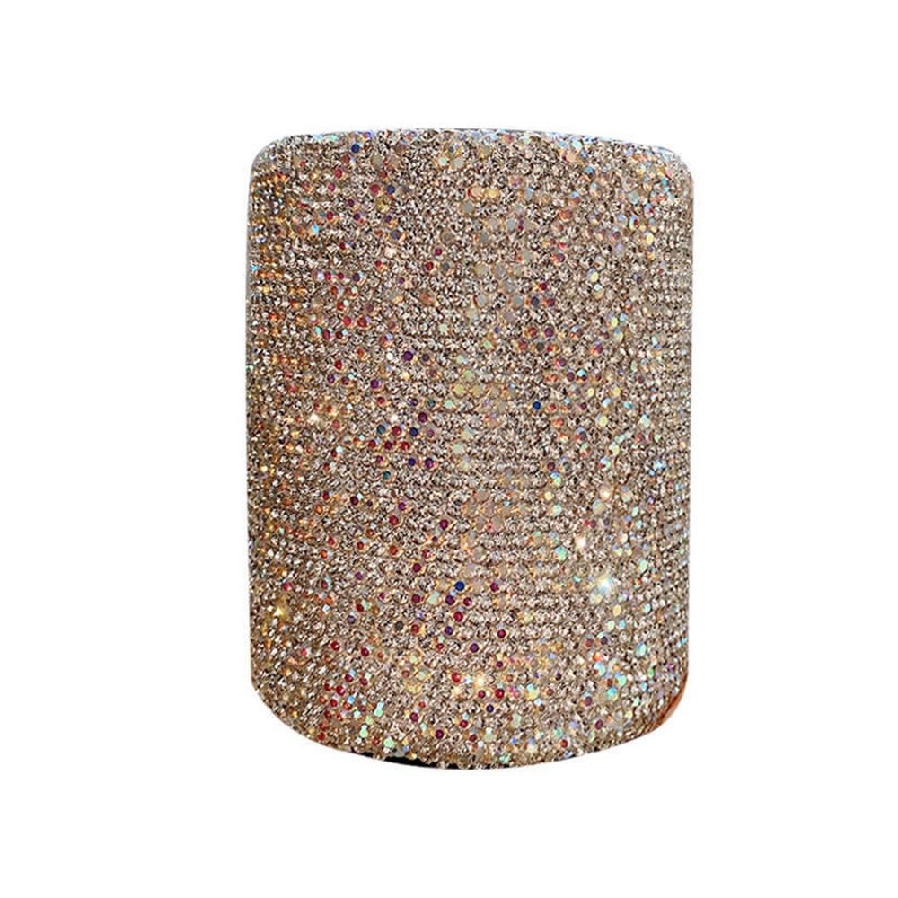 crystal Pencil Pen Pot Holder Box Bling Rhinestone Pen organizer Holder Cosmetic Pen Container Luxury diamond studded multi-purpose storage small round bucket