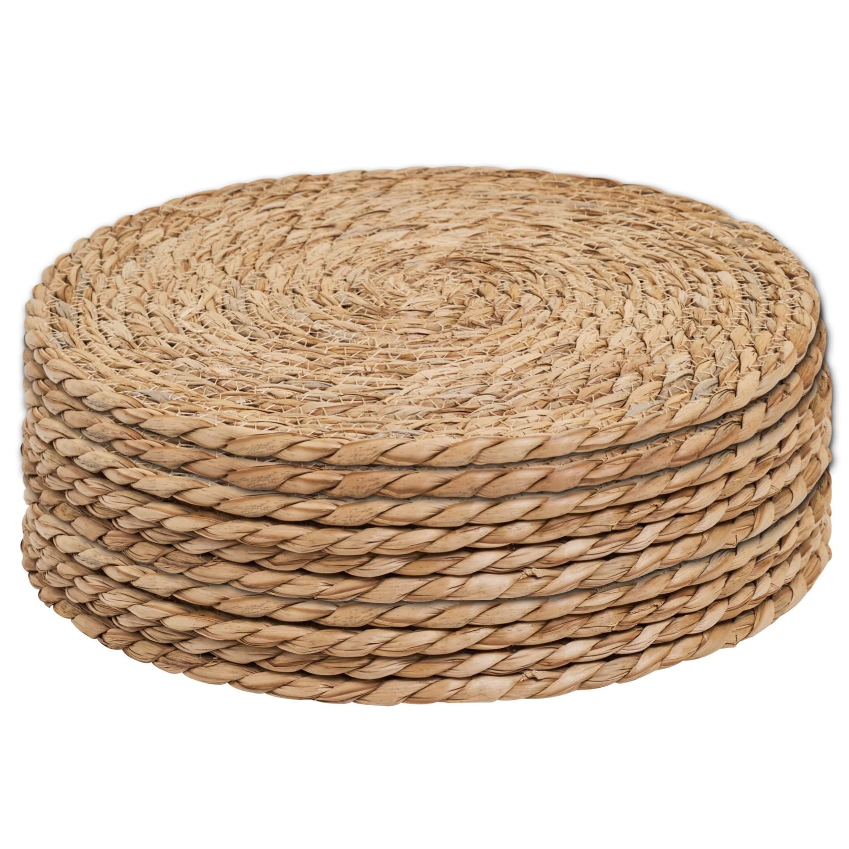 6pcs 11cm  Round Rattan Placemats,Natural Hand-Woven Water Hyacinth Placemats,Farmhouse Weave Place Mats
