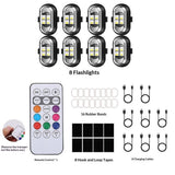 8PCS Wireless LED Lights for Car with Remote Control, Halloween Wireless LED Strobe Lights 7 Colors USB Anti-Collision Warning Light for Car Interior Truck Drone Aircraft Bike