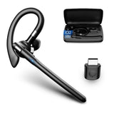 Bluetooth Headset V5.4, Wireless Earpiece with 500mAh Charging Case Hand-Free Headphones Noise Canceling Mic for Office/Driving/Business,Black