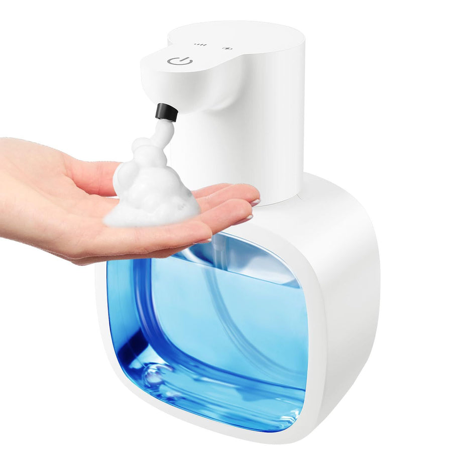 Automatic Foaming Soap Dispenser with 500ml/17oz Capacity, Touchless Soap Dispenser with 4 Level Adjustable, Rechargeable, Wall-Mounted, Waterproof for Kitchen, Bathroom, Hotel, Restaurant（Excluding liquids）