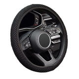 Elastic Stretch Steering Wheel Cover,Warm in Winter and Cool in Summer, Universal 15 inch, Microfiber Breathable Ice Silk, Anti-Slip, Odorless, Easy Carry,Black