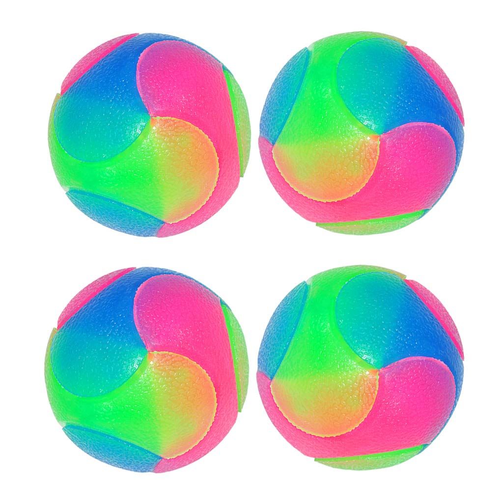 4 pcs Light Up Dog Balls Flashing Elastic Ball Glow in The Dark Interactive Pet Toys for, Cats, Dogs,Diameter 7cm