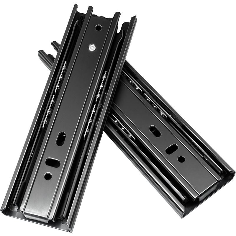 2 Pairs 8+6 Inch Full Extension Less Noise Drawer Slides all Bearing Side Mounted Drawer Slider Heavy Duty Drawer Slides, Black